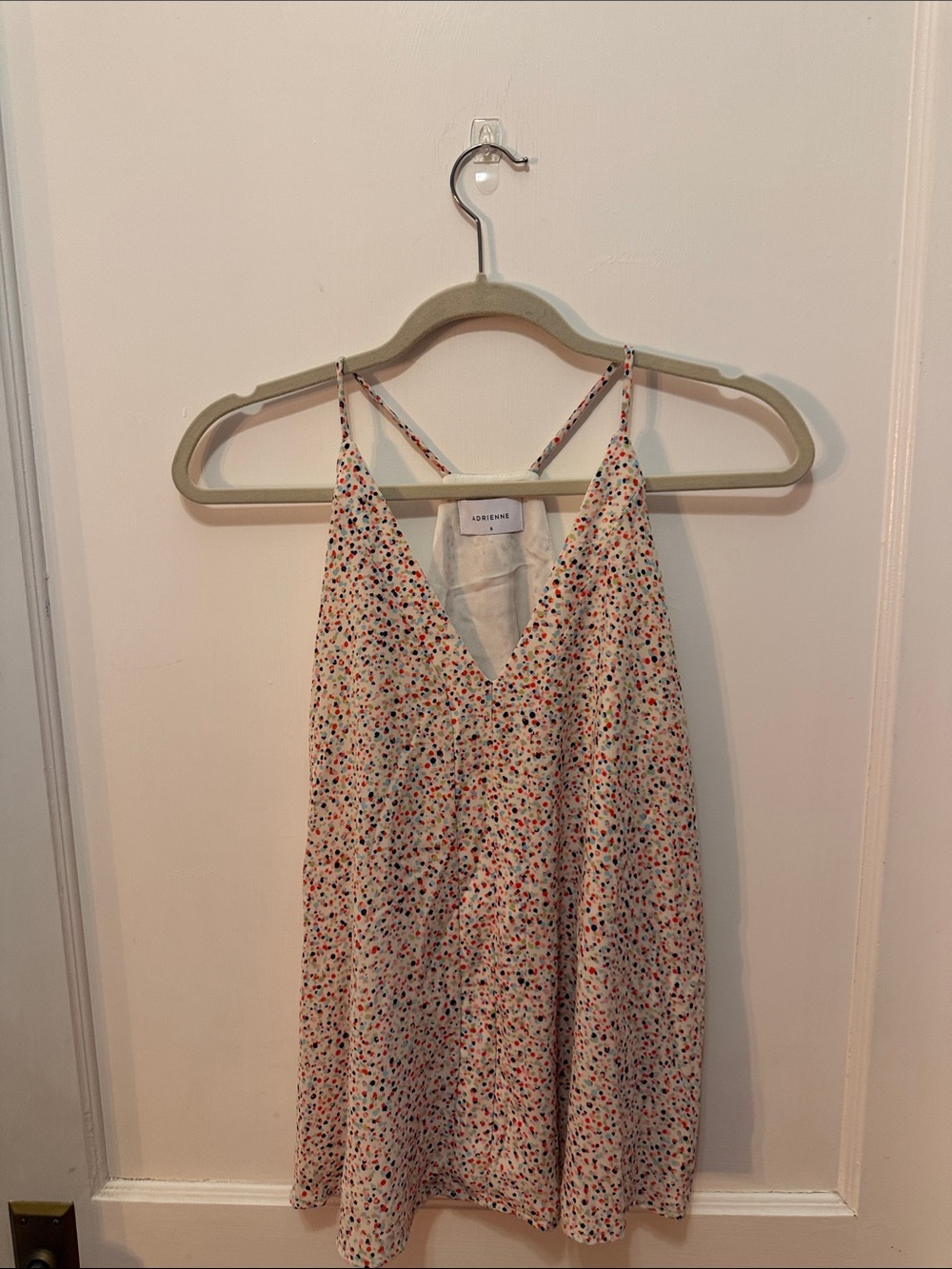 Adrienne Cream Floral Print Cami Top with Red & Blue Dots